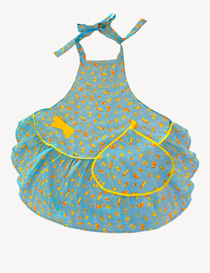 Turquoise apron with flared skirt